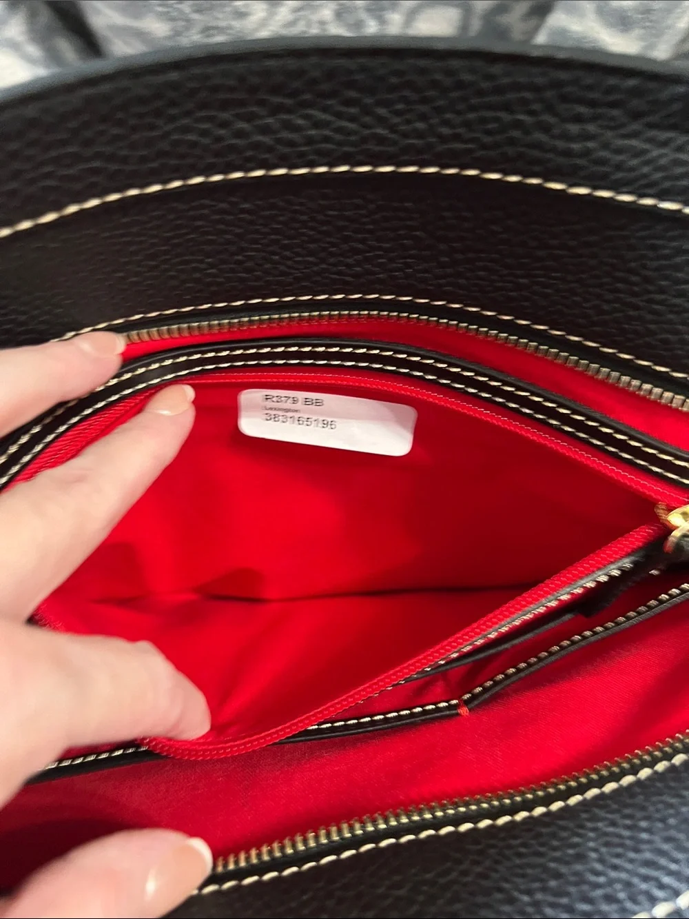 Dooney & Bourke Black Pebble Leather Tote with Front Pocket